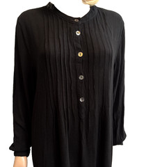 SAHARA Black Cheesecloth Crepe Midi Tunic Blouse/Dress Size L CH46&Prime;