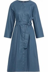&lsquo;S Max Mara Katai Belted Cotton Broadcloth Midi Dress in Blue sz 12