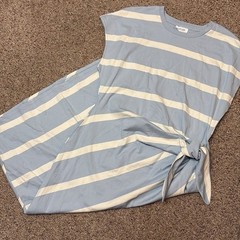 HAVEN WELL WITHIN ORGANIC INTERLOCK T SHIRT STRIPED KNOT MIDI DRESS XXL
