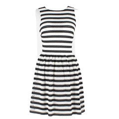 Love Ady NEW $45 Sz S Black White Stripe Lace Over Lined Polyester Blend Dress