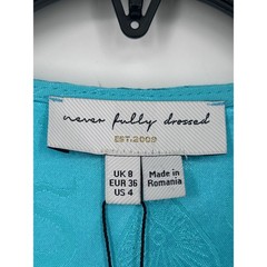 NEW Never Fully Dressed US Size 4 Blue Jacquard Wrap Mini Dress Celestial