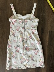 HOLLISTER OffWhite Pink Floral Denim DRESS Sleeveless Size Small Preppy MINT