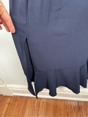 ANRABESS Navy Blue Square Neck Tie Strap Ruffle Hem Midi Dress Sz L NWT