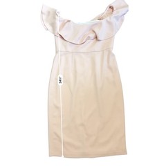 Camilyn Beth Pink Ruffle Off Shoulder Cocktail Dress Size 4 Made in USA Blush