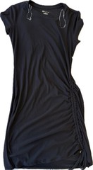 No Boundaries Black Ruched Side Bodycon Dress Knit Stretch Round Neck Size S