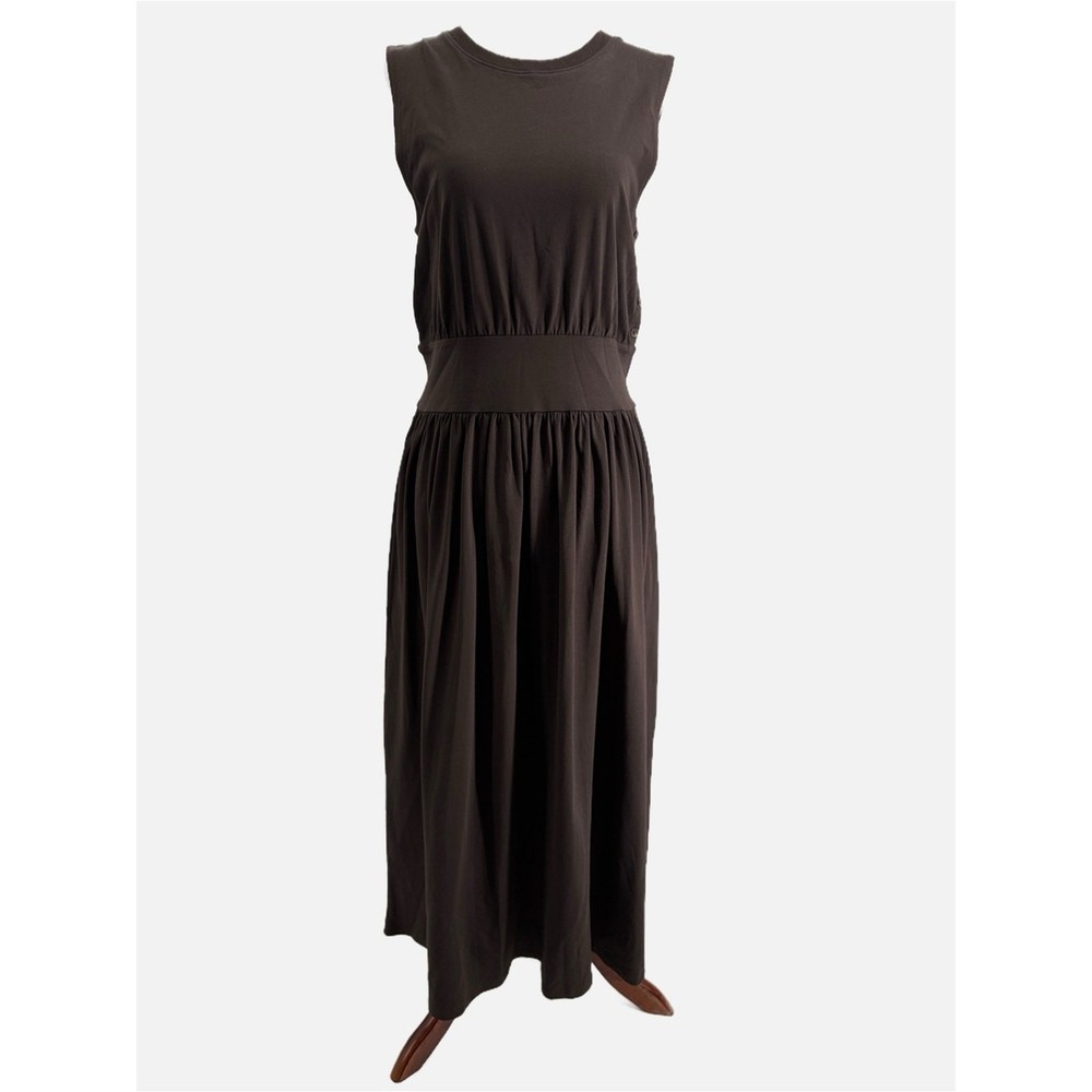 Frame The Banded Organic Cotton Jersey Midi Dress Espresso Brown NWOT Small