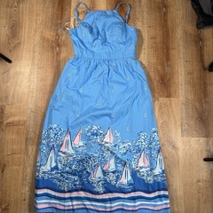 NEW Lilly Pulitzer Charlese Halter Midi Dress Size 8 Lunar Blue A Lil Nauti $298