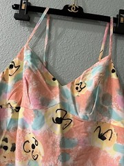 CHANEL RUNWAY 2 CC GOLD BUTTON CC LOGO ALLOVER SEXY SUMMER CLUB PARTY SILK DRESS