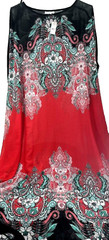 New York & Company Women&rsquo;s One Size Red Batwing Kaftin Midi Dress Batik Floral