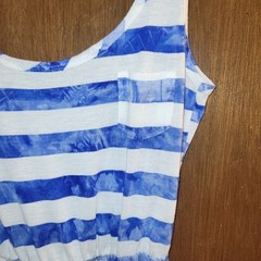 Just Love Summer Short Sundress Size Small Blue And White Stripe Tank Dress