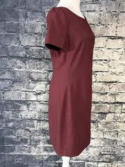 M.M. Lafleur Sheath Dress Womens 6 Red Wool Twill Short Sleeve Work Pockets