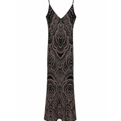 Vintage Y2K Jump Apparel Black Glitter Art Deco Crisscross Back Gown
