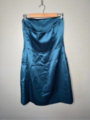 NWT Banana Republic Strapless Satin Aquamarine Mini Dress Size 8