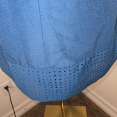 J.Crew Blue Sleeveless Fit & Flare Dress Cotton Silk Perforated Hem Size 4 READ