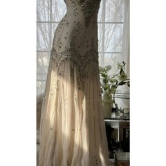 Classic Evening Dresses Bodice Halter Beaded Applique Backless DiamondsSparkling