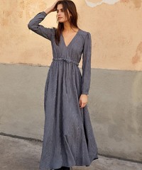 Christy Dawn Audrey Maxi Dress Navy Blue Check Plaid Size Small
