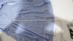 ECI Bow Cuff Railroad Stripe Cotton Shirt Dress Button Front Long Sleeves Sz 12