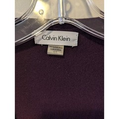 Calvin Klein Dark Purple Knit Dress Long Sleeve Minimalist Office Siren Midi L