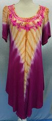 Shoreline Dress Womens One Size Fits Most Orange Pink Tie Dye Boho Embroidered