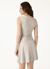 OGL Skinkiss Asymmetrical Ruched Fit & Flare Mini Bra Dress New