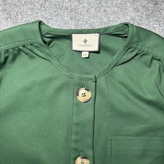 TUCKERNUCK Dark Green Blake Dress Size XXS Long Sleeve Button Knee-Length