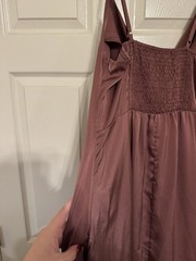 Cider Mauve Satin Cowl Neck Long Slip Dress 2XL Sleeveless Button Straps