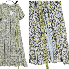 Seraphine Kitty Midi Dress 14 Women Yellow Floral Bow Sleeve Maternity Fairycore