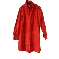 Finley Audio Techno Blend Tiered Button Down Shirt Dress Coral Orange