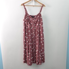 Torrid Womens 1X Button-Up Midi Dress Mauve Woven Rayon Spaghetti Strap Flaw