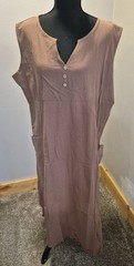 Women&rsquo;s 2XL Brown Midi Shift Dress Sleeveless Textured Pockets NWOT