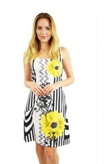 Tango Mango Flower Print A Line Sleeveless Dress Size Medium Vibrant Maximalist