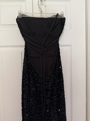 Cinderella Divine Black Sequin Strapless Sweetheart Mermaid Long Dress Size 2