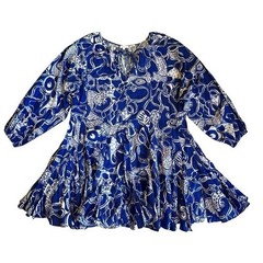 Rhode Women’s Sz M Blue Floral Print Mini Dress Emma Long Sleeve