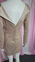 Sequin Gold Wrap Ruched Stretch Lined Club Party Cocktail Dress Size Medium