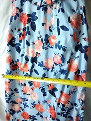 Talbots Light Blue Dress With Coral & Navy Floral