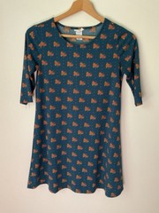 Natural Life Teal Green Floral Short Sleeve Mini Boho Tunic Top Dress Hippie XS