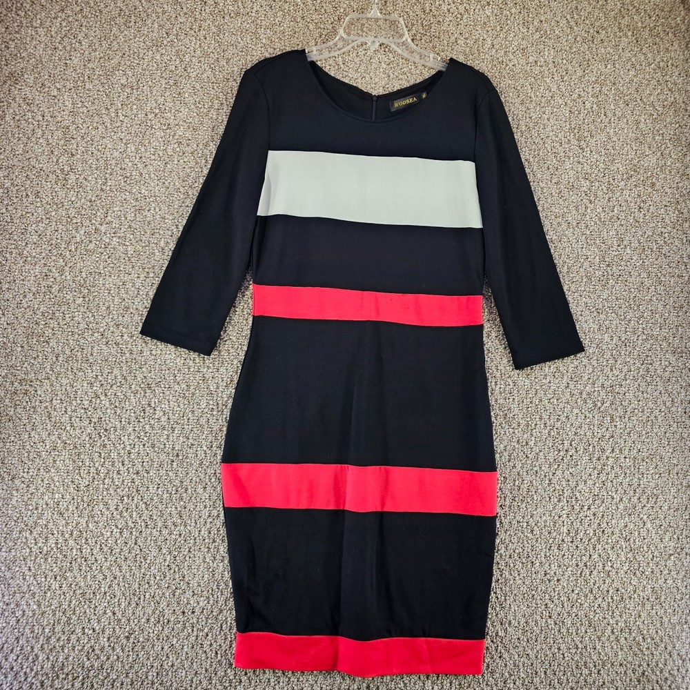 Woosea Dress Womens Sz XL Half Sleeve Striped Pencil Dress Zip