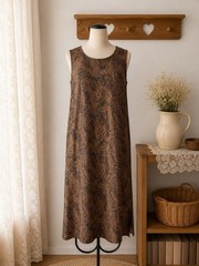 Vintage 90s Positive Attitude Brown Paisley Dress Plus Size 18