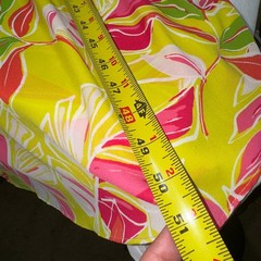 Adrienne Celine Caftan Maxi Dress Lime Green Pink Tropical Leaf Print V-Neck S/M