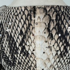 Frank Lyman Animal Print Sheath Dress Ruched Stretch Chic Cocktail Party Size 8