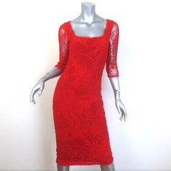 Jean Paul Gaultier Soleil Tattoo Lace Sheath Dress Red Size Medium