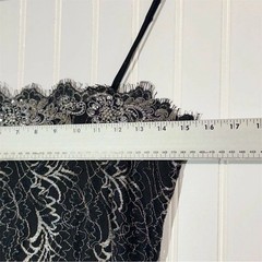 Poleci 4 Black Metallic Lace Midi Dress Spaghetti Strap Beaded Y2K Prom Made USA