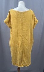 Eileen Fisher Shift Dress Large Marigold Organic Cotton Gauze Coastal Granny