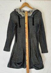 Kensie Womens Long Sleeve Hoodie Drape Pocket Sweatshirt Dress Small Gray