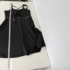 DRESSFO Gothic Punk Black A-Line Lace-Up Corset Hardware Black Mini Dress US 10