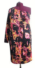 Bold Elements Plus One Shoulder Abstract Print Bodycon Midi Dress 1X Long Sleeve