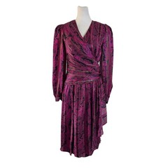 Vintage ‘80s Richard Warren Saks Fifh Avenue 100% Silk Ruched Knee Length Dress