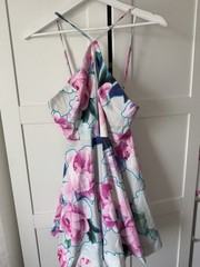 Ginger Fizz Size 10 Pink White Peony Floral Halter Neck Skater Dress Summer