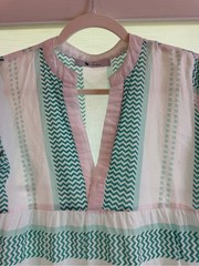 Bindi Green & White Tiered V-Neck Mini Dress size small