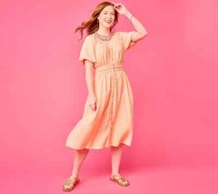 Destination 365 Regular V-Neck Button Front Midi Dress Size XL